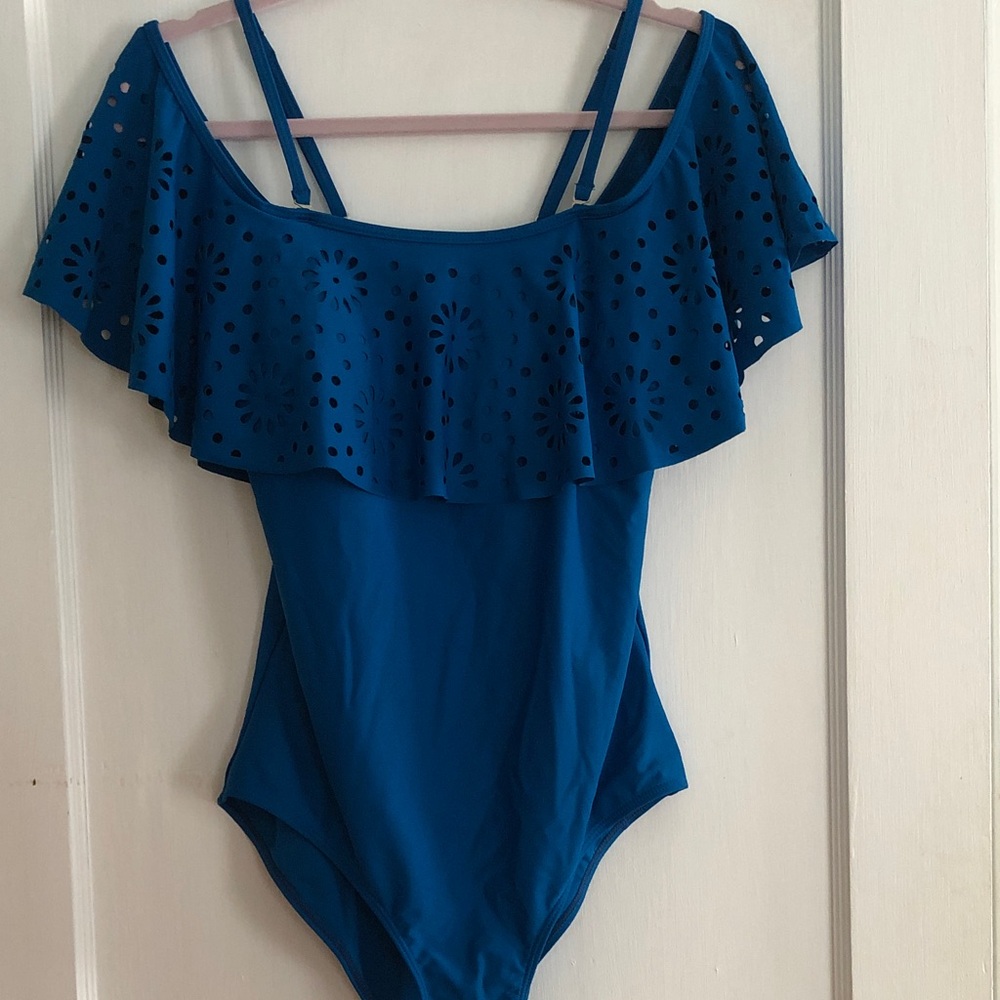Blue Ruffled One-Piece Swimsuit